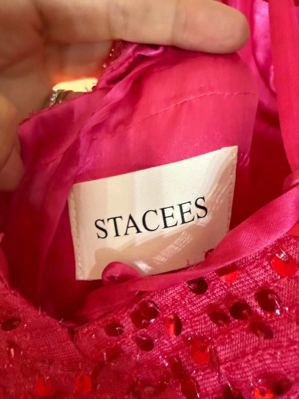 Fuchsia Sequin Spaghetti-Strap Mini Dress - Picture 4 of 4